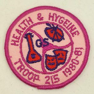 1981 Girl Scout Patch Pink Health Hygiene Artist